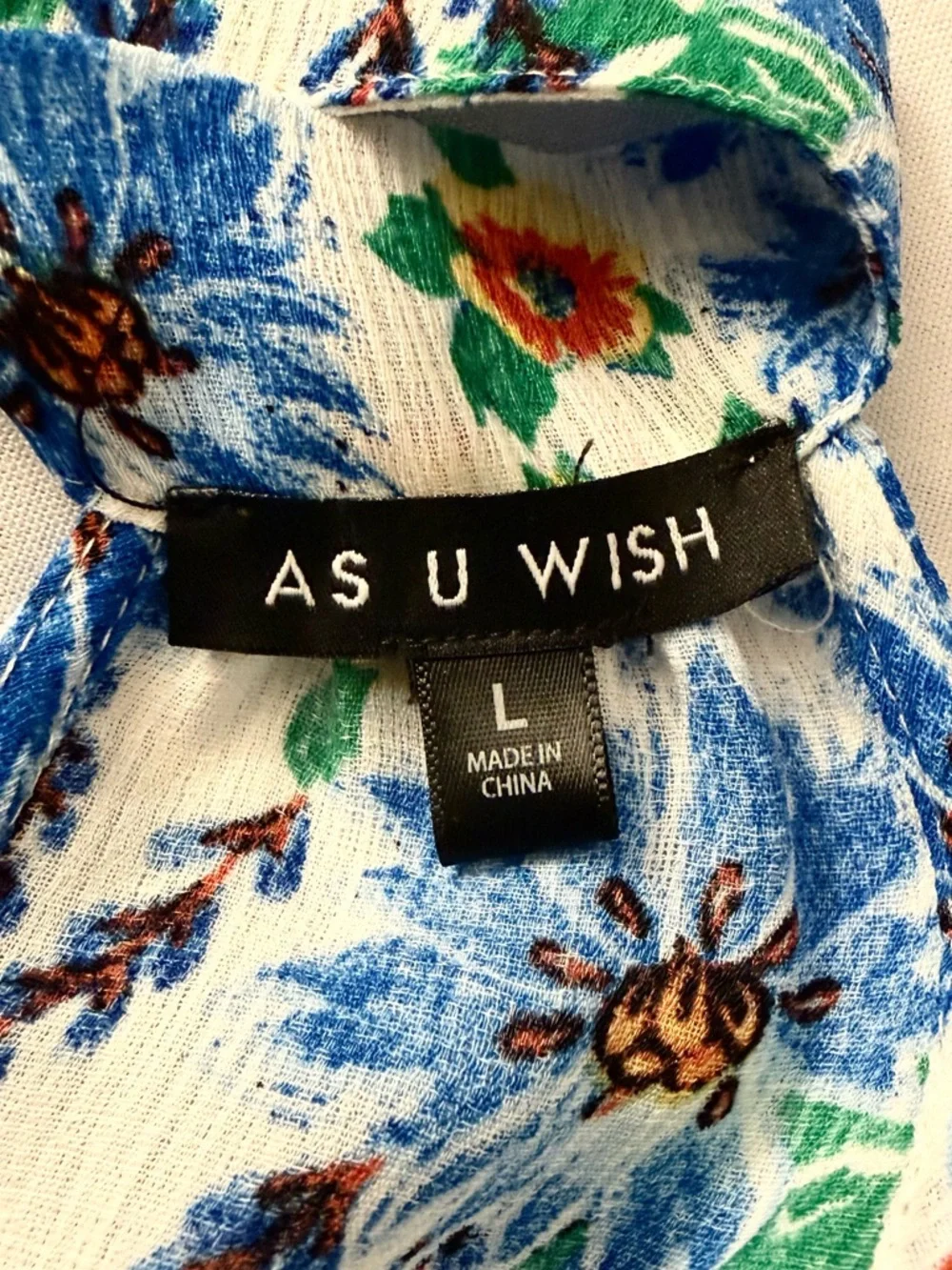 As U Wish White Floral Halter Romper with Blue & Green Print - Picture 9 of 11